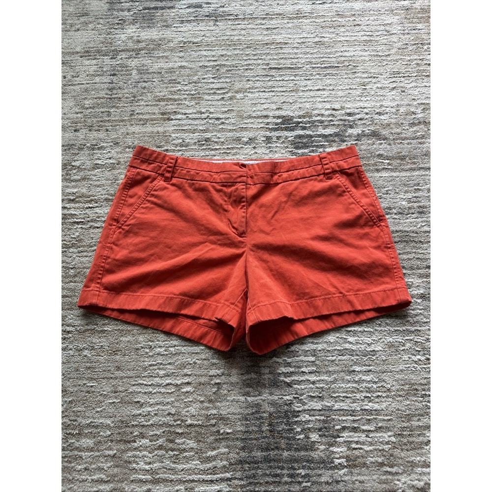 J.Crew Chino Shorts Women Orange Sz 10 Classic Weathered Broken-In Twill Slash